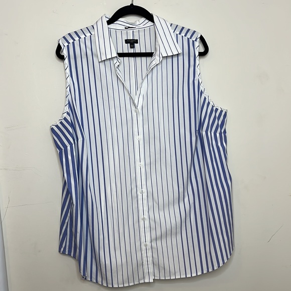 Talbots Woman Striped White & Blue Top Size 20w - Picture 3 of 6